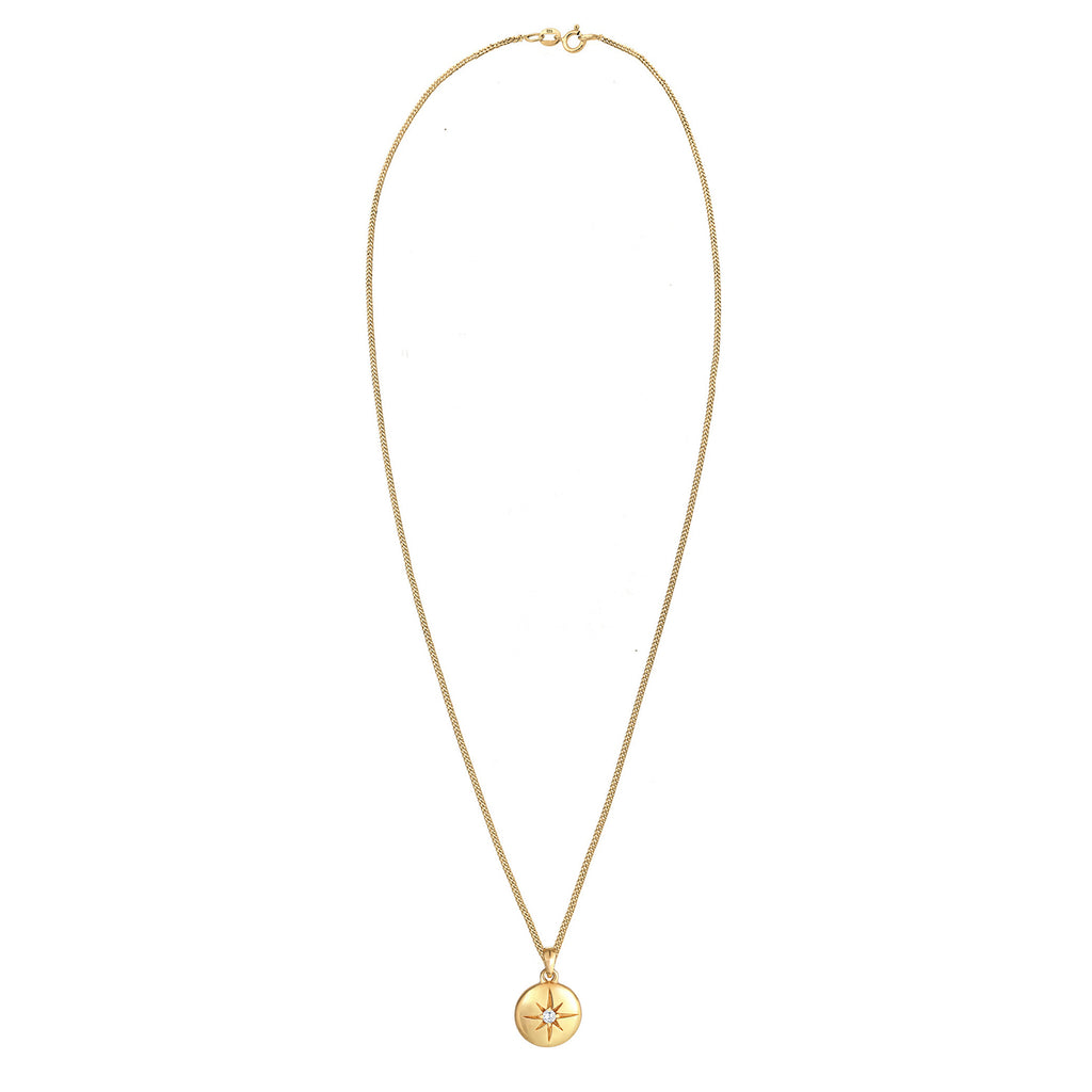 Gold - Elli | Halskette Stern Plättchen | Zirkonia (Weiß) | 925er Sterling Silber