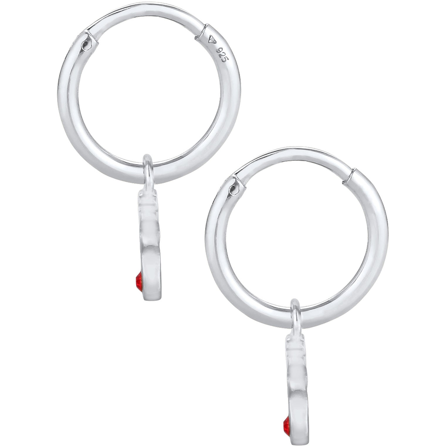Silber - Elli | Creolen Rentier | Mit Kristallen von Swarovski® (Rot) | 925er Sterling Silber