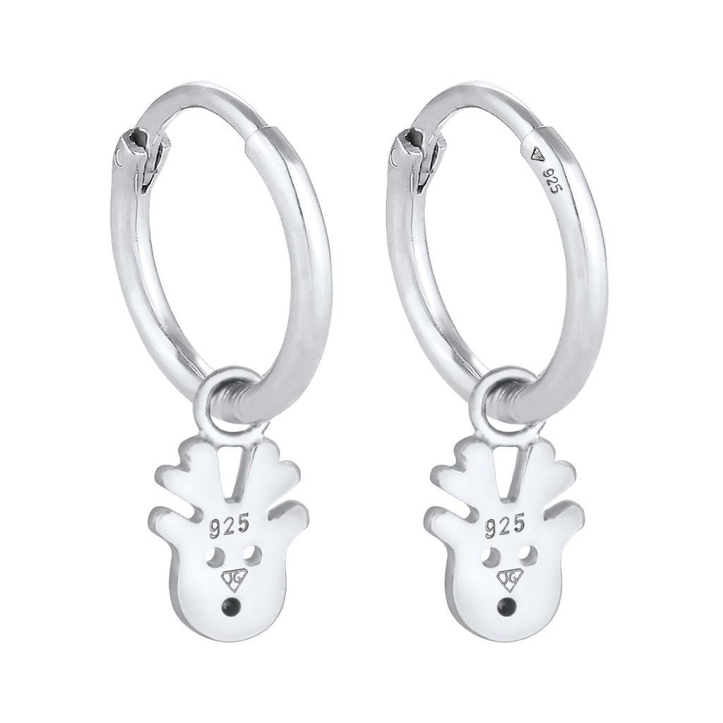 Silber - Elli | Creolen Rentier | Mit Kristallen von Swarovski® (Rot) | 925er Sterling Silber