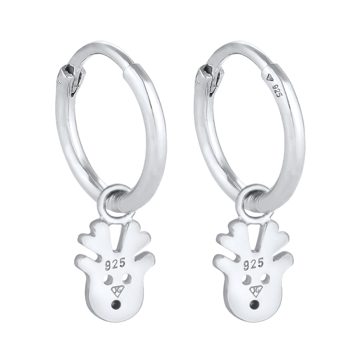 Silber - Elli | Creolen Rentier | Mit Kristallen von Swarovski® (Rot) | 925er Sterling Silber
