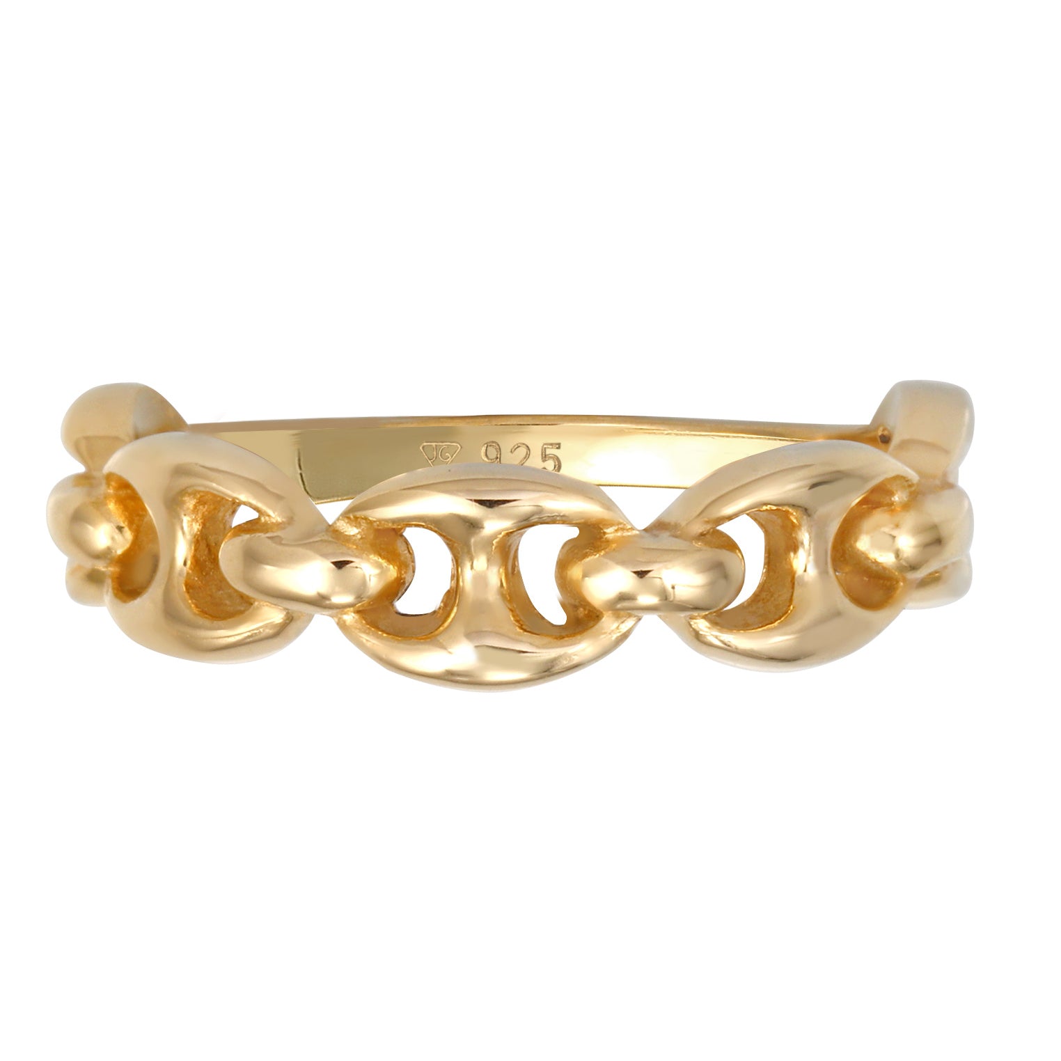 Gold - Elli | Ring Schiffsankerglieder | 925er Sterling Silber