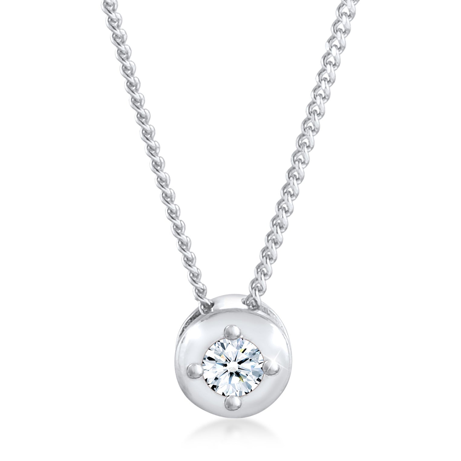 Silber - Elli DIAMONDS | Halskette Solitär Klassisch | Diamant (0.11 ct.) | 925er Sterling Silber