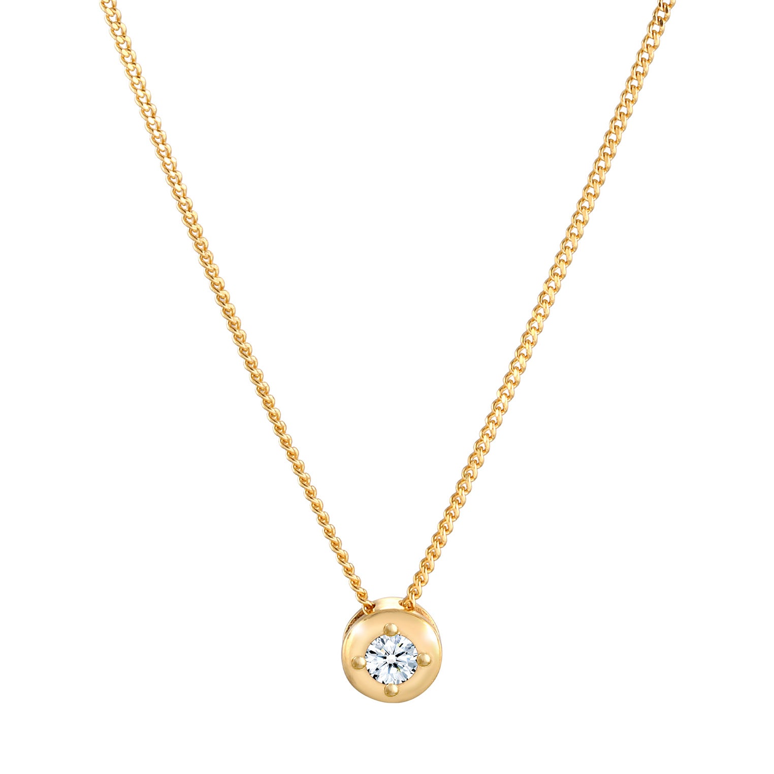 Gold - Elli DIAMONDS | Halskette Solitär Klassisch | Diamant (0.11 ct.) | 925er Sterling Silber