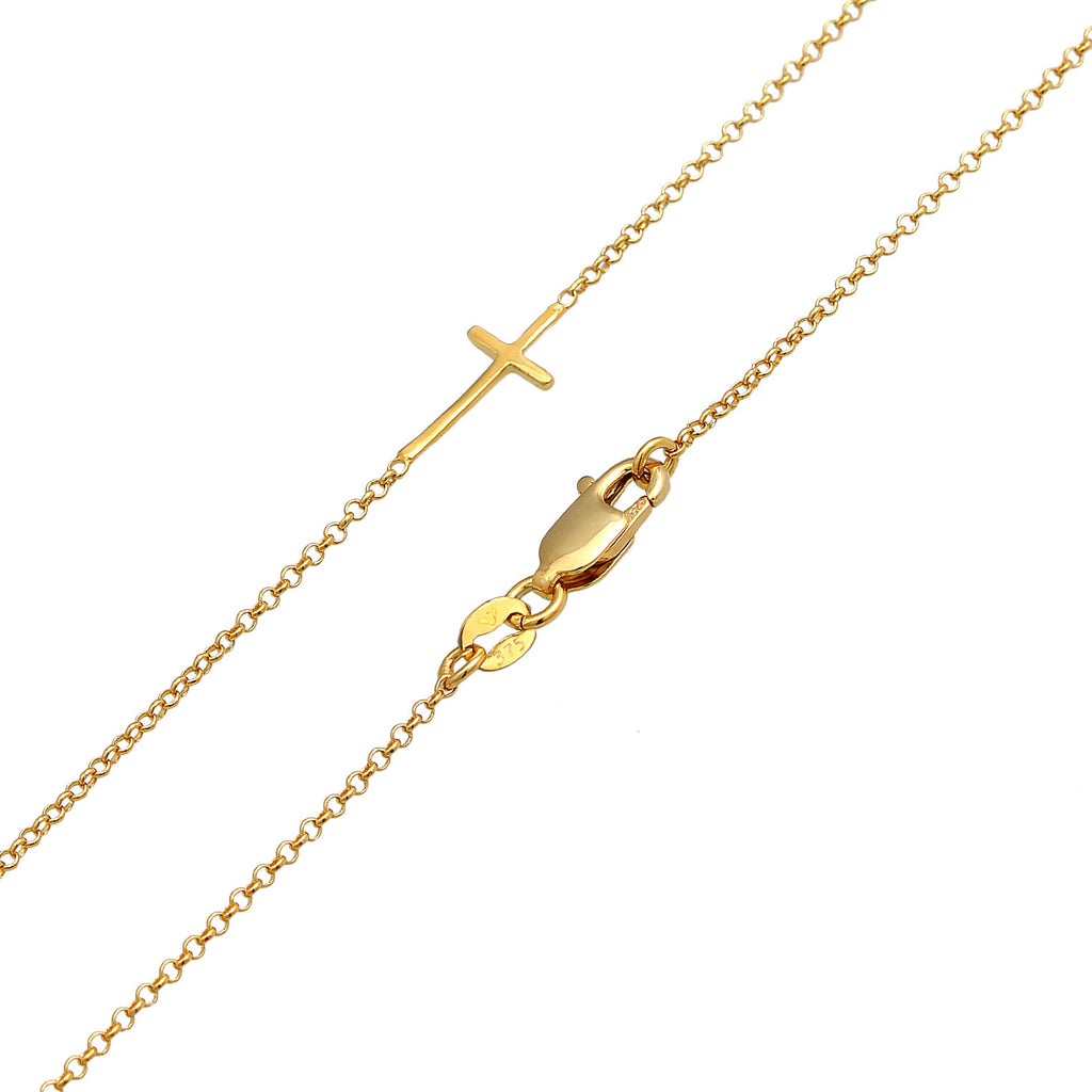 Gold - Elli PREMIUM | Halskette Kreuz | 375er Gelbgold