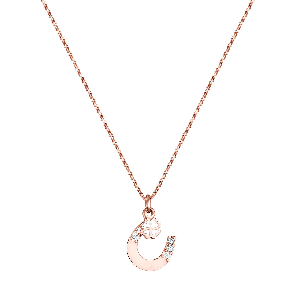Roségold - Elli | Halskette Hufeisen | Mit Kristallen von Swarovski® (Weiß) | 925 Sterling Silber Rosévergoldet