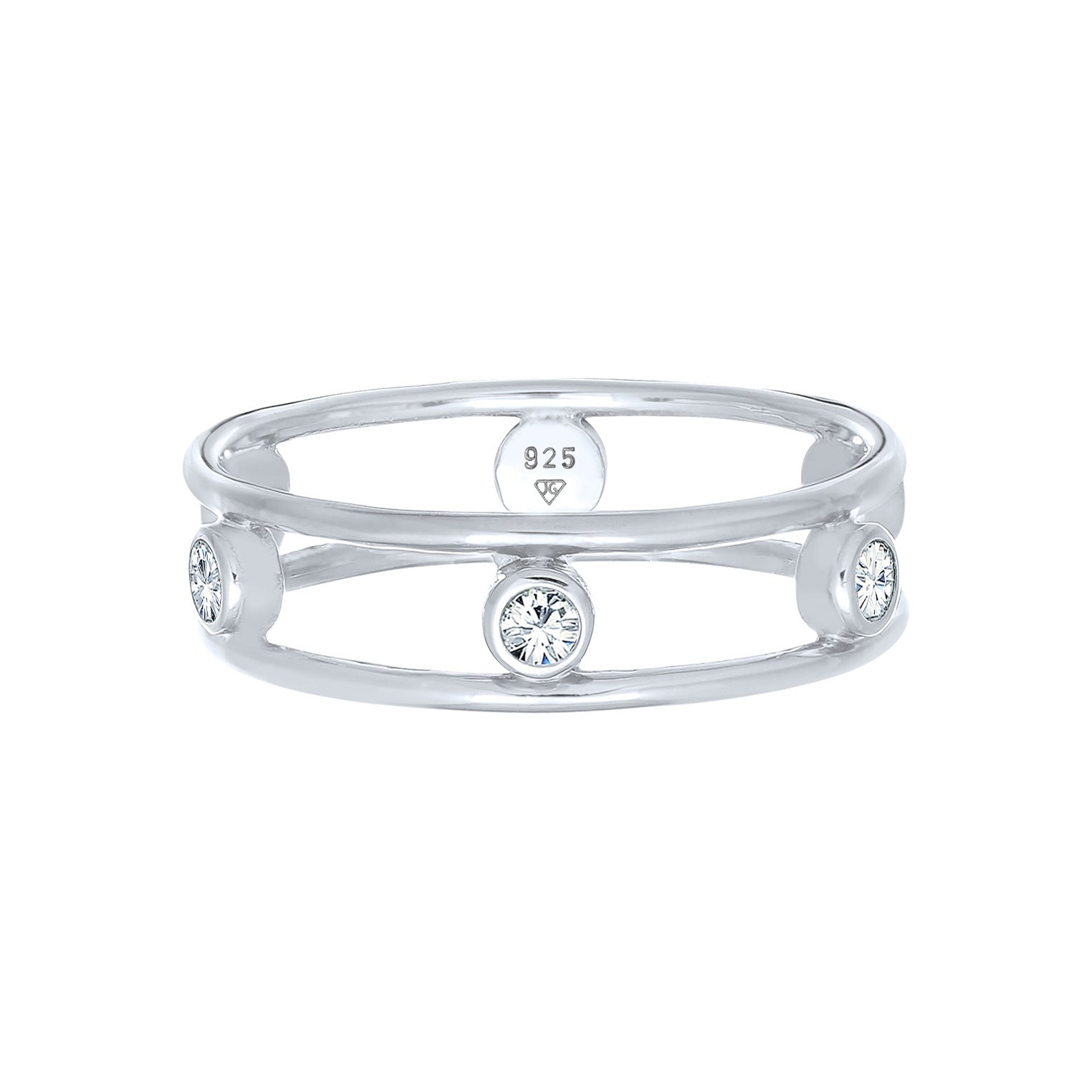 Silber - Elli | Ring Doppelt | Kristalle (Weiß) | 925er Sterling Silber