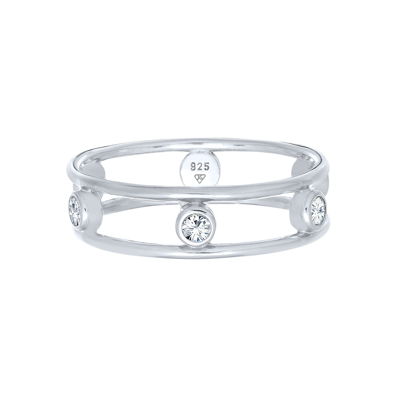 Silber - Elli | Ring Doppelt | Mit Kristallen von Swarovski® (Weiß) | 925er Sterling Silber