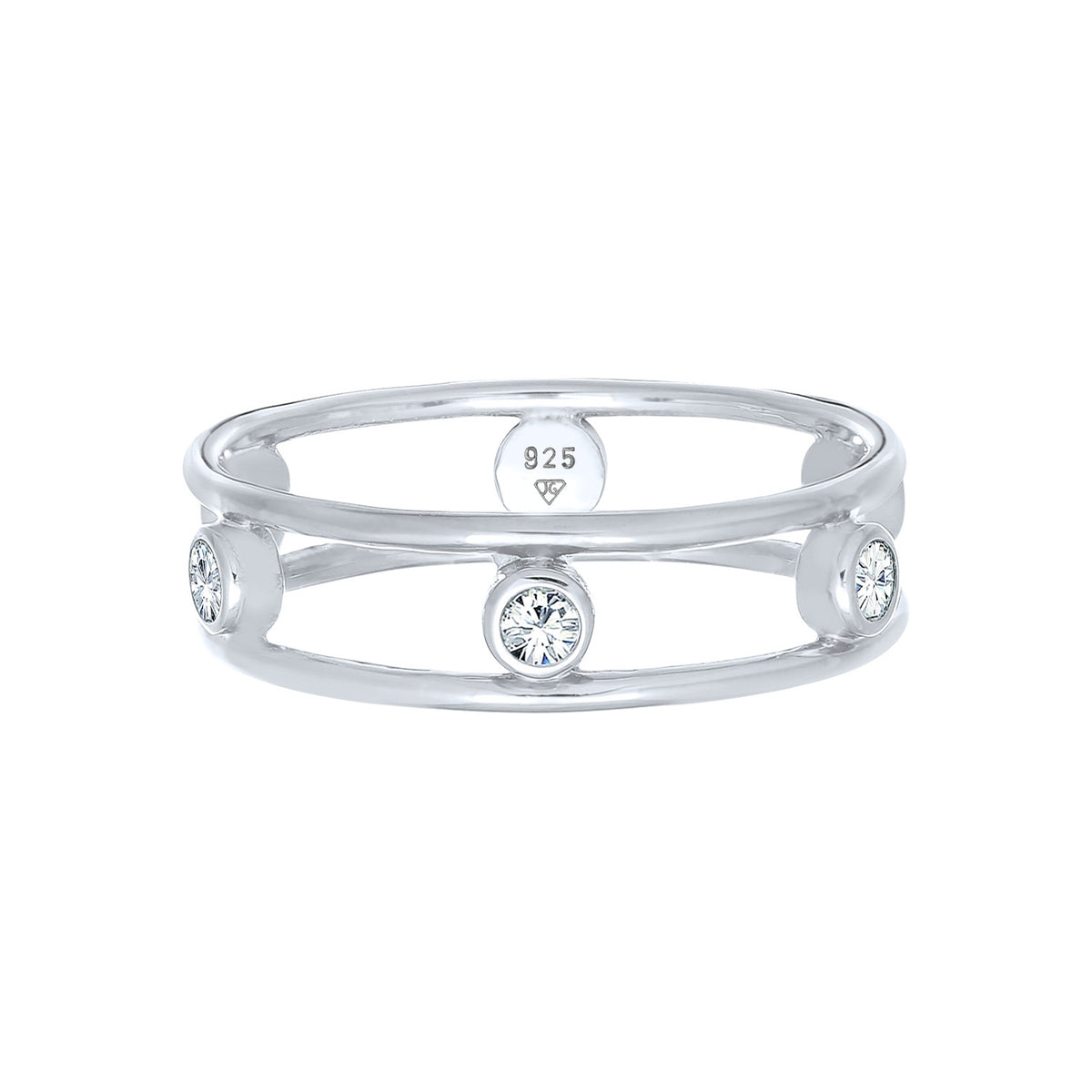 Silber - Elli | Ring Doppelt | Mit Kristallen von Swarovski® (Weiß) | 925er Sterling Silber