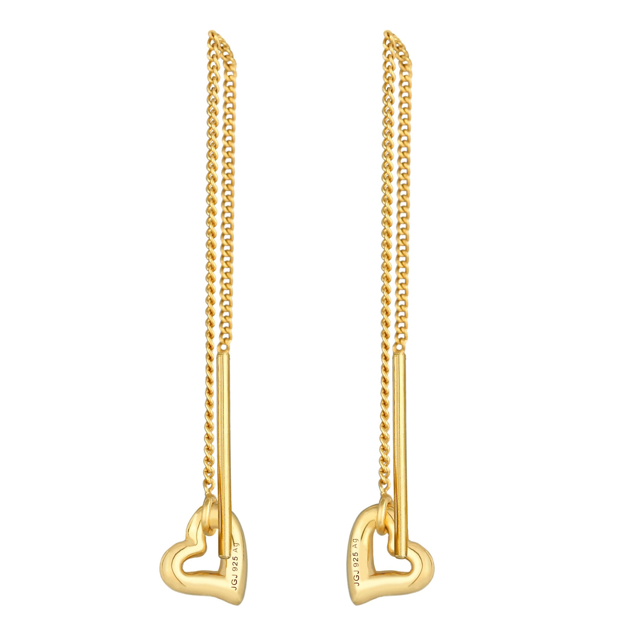 Gold - Elli | Durchzieh-Ohrringe Herz | 925er Sterling Silber