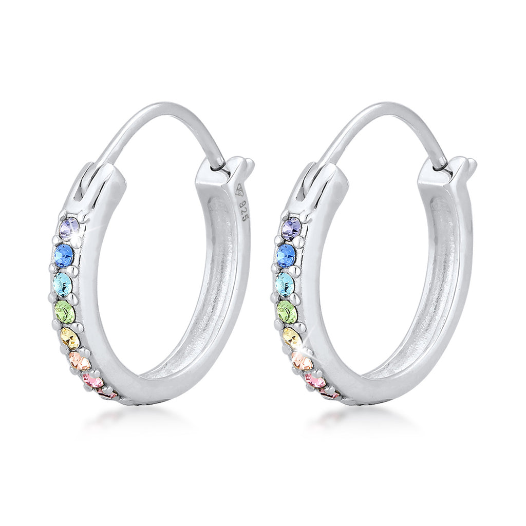 Silber - Elli | Creole | Kristall (Rosa) | 925 Sterling Silber