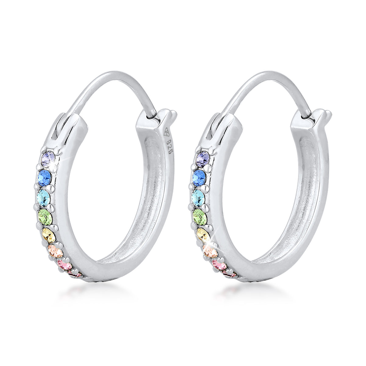 Silber - Elli | Creole | Kristall (Rosa) | 925 Sterling Silber