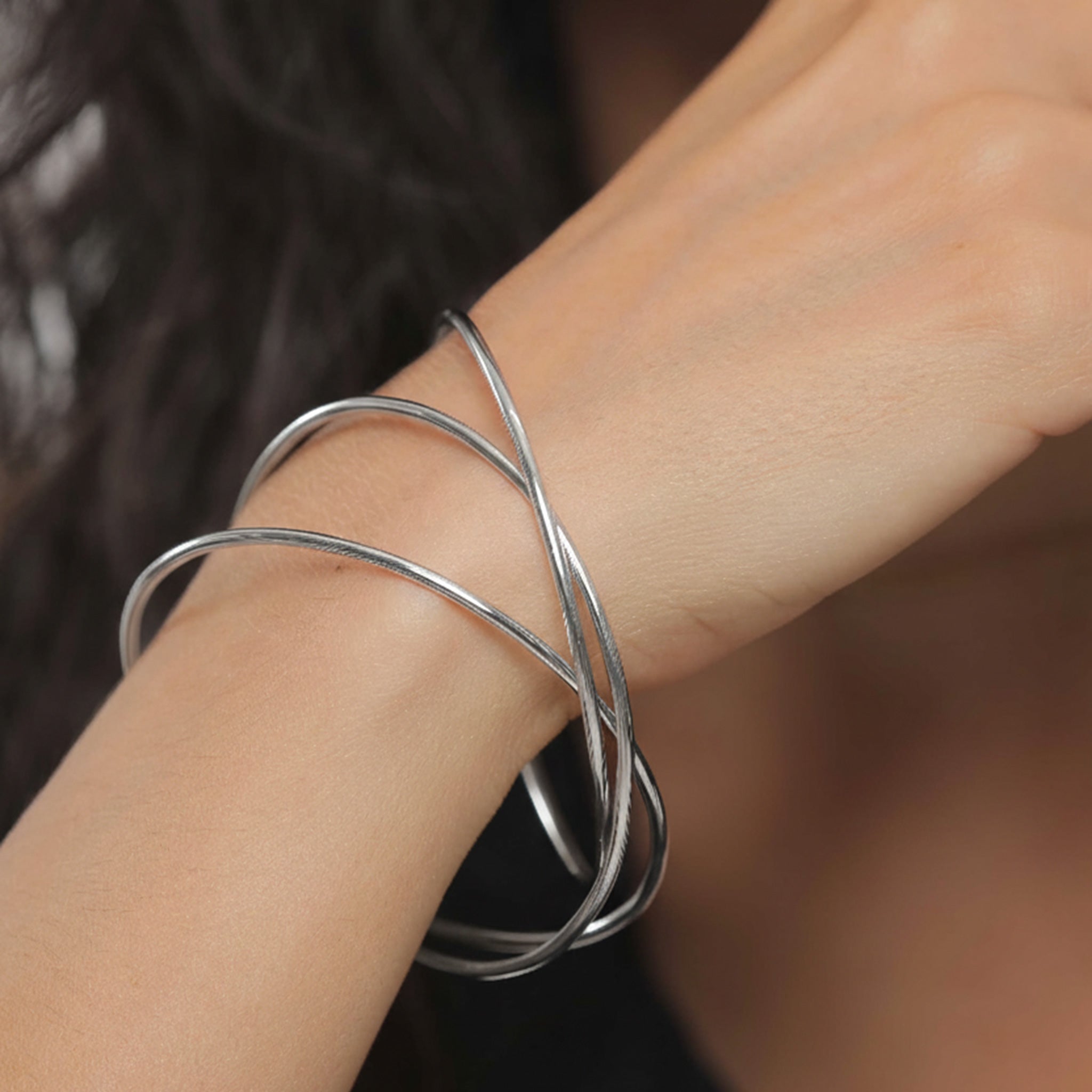 Silber - Elli PREMIUM | Armreif Verschlungen | 925er Sterling Silber