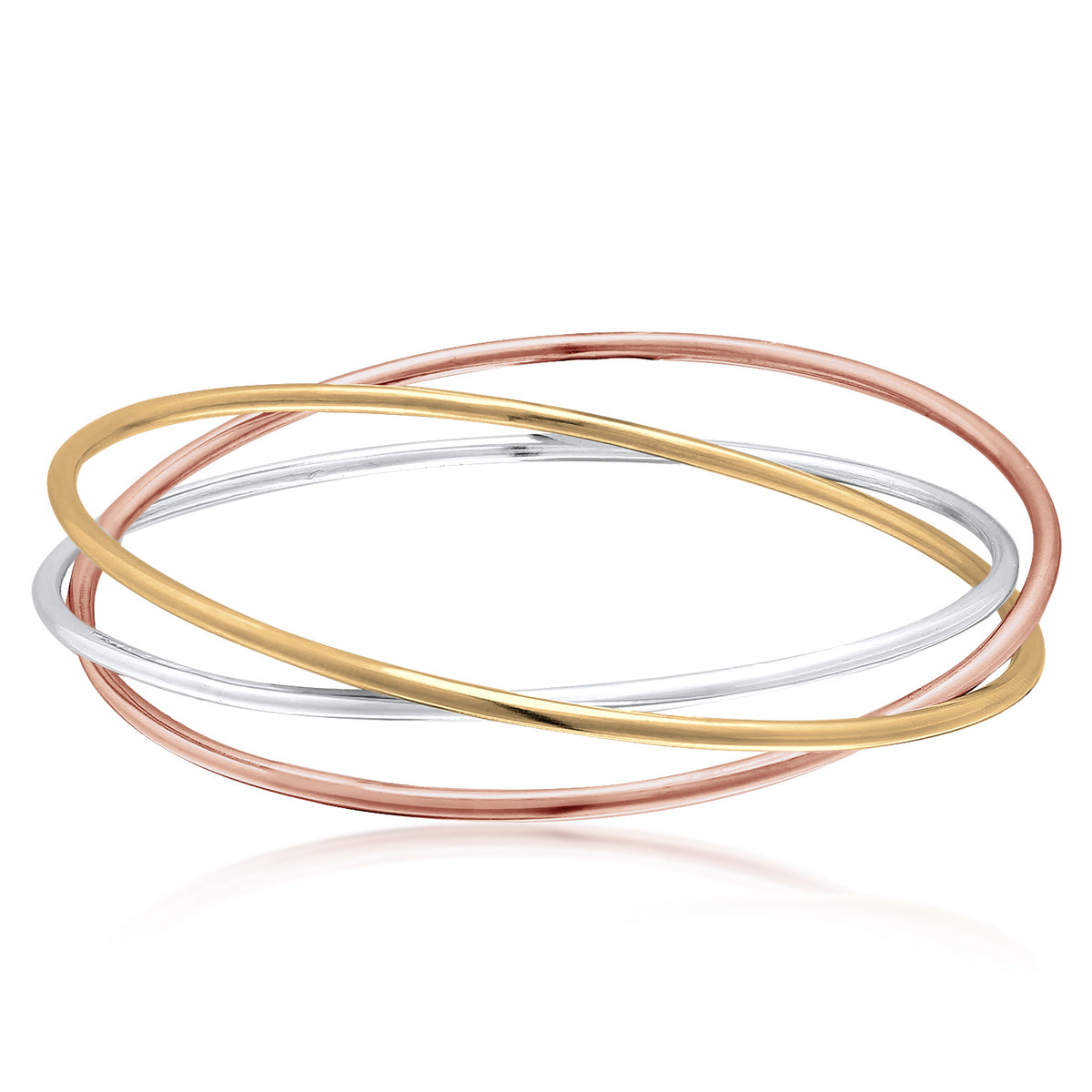 Dreifarbig - Elli PREMIUM | Armreif Verschlungen | 925er Sterling Silber Rosé-vergoldet