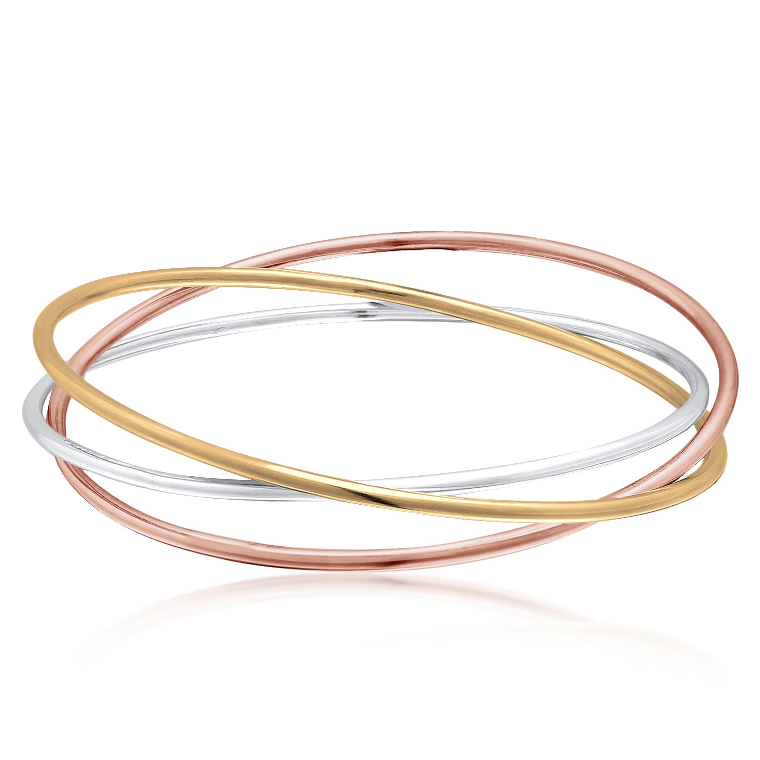 Dreifarbig - Elli PREMIUM | Armreif Verschlungen | 925er Sterling Silber Rosé-vergoldet