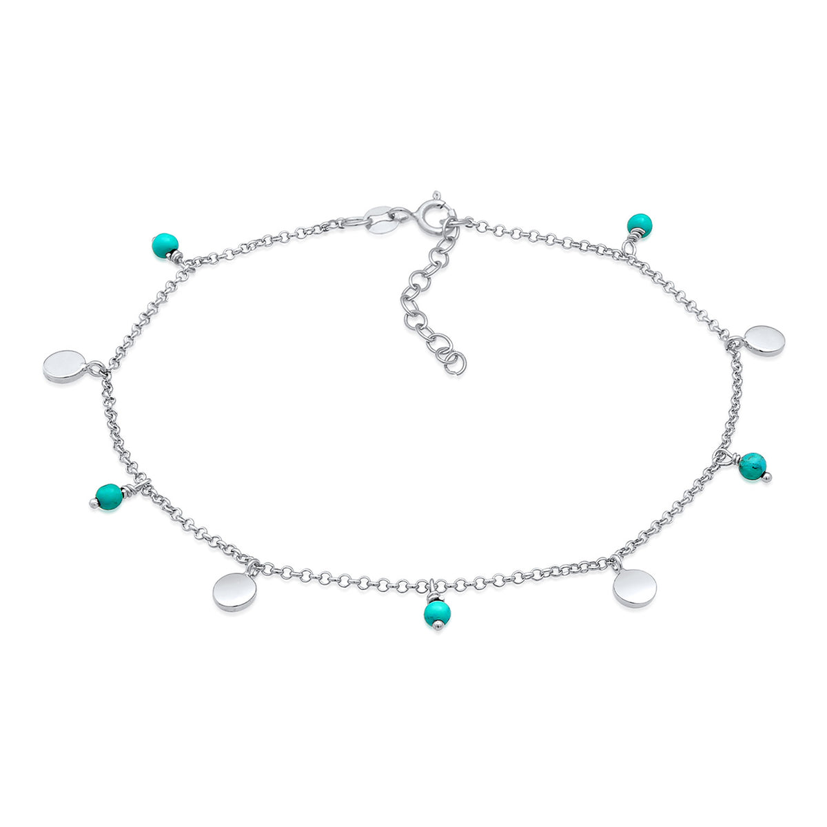 Silber - Elli | Fußkettchen Geo | Howlith (Türkis) | 925 Sterling Silber