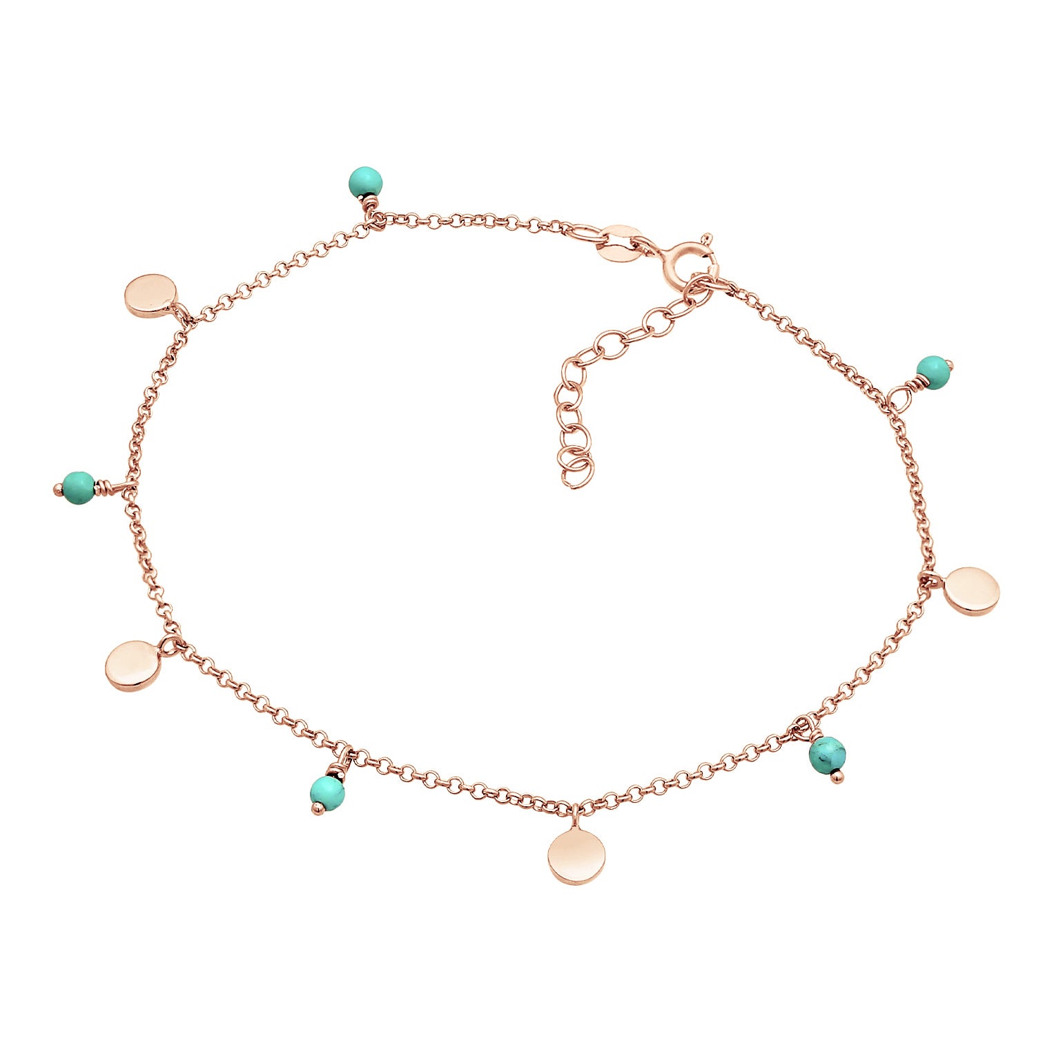 Roségold - Elli | Fußkettchen Geo | Howlith (Türkis) | 925 Sterling Silber Rosévergoldet