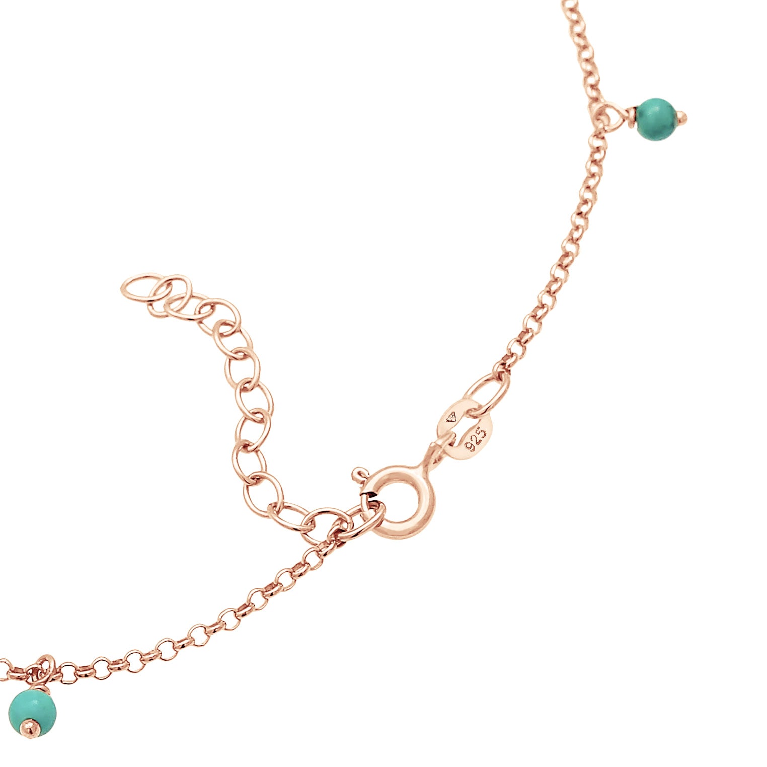 Roségold - Elli | Fußkettchen Geo | Howlith (Türkis) | 925 Sterling Silber Rosévergoldet