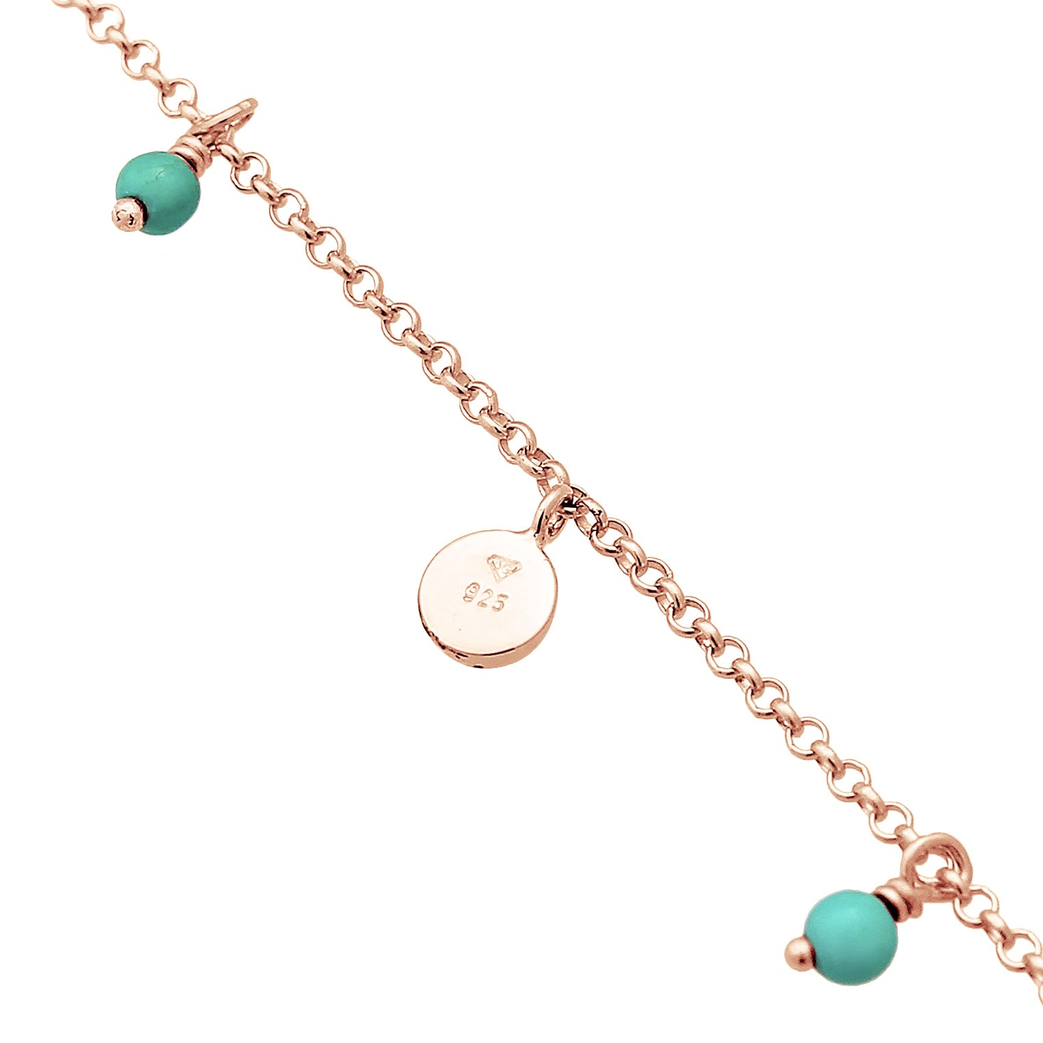 Roségold - Elli | Fußkettchen Geo | Howlith (Türkis) | 925 Sterling Silber Rosévergoldet