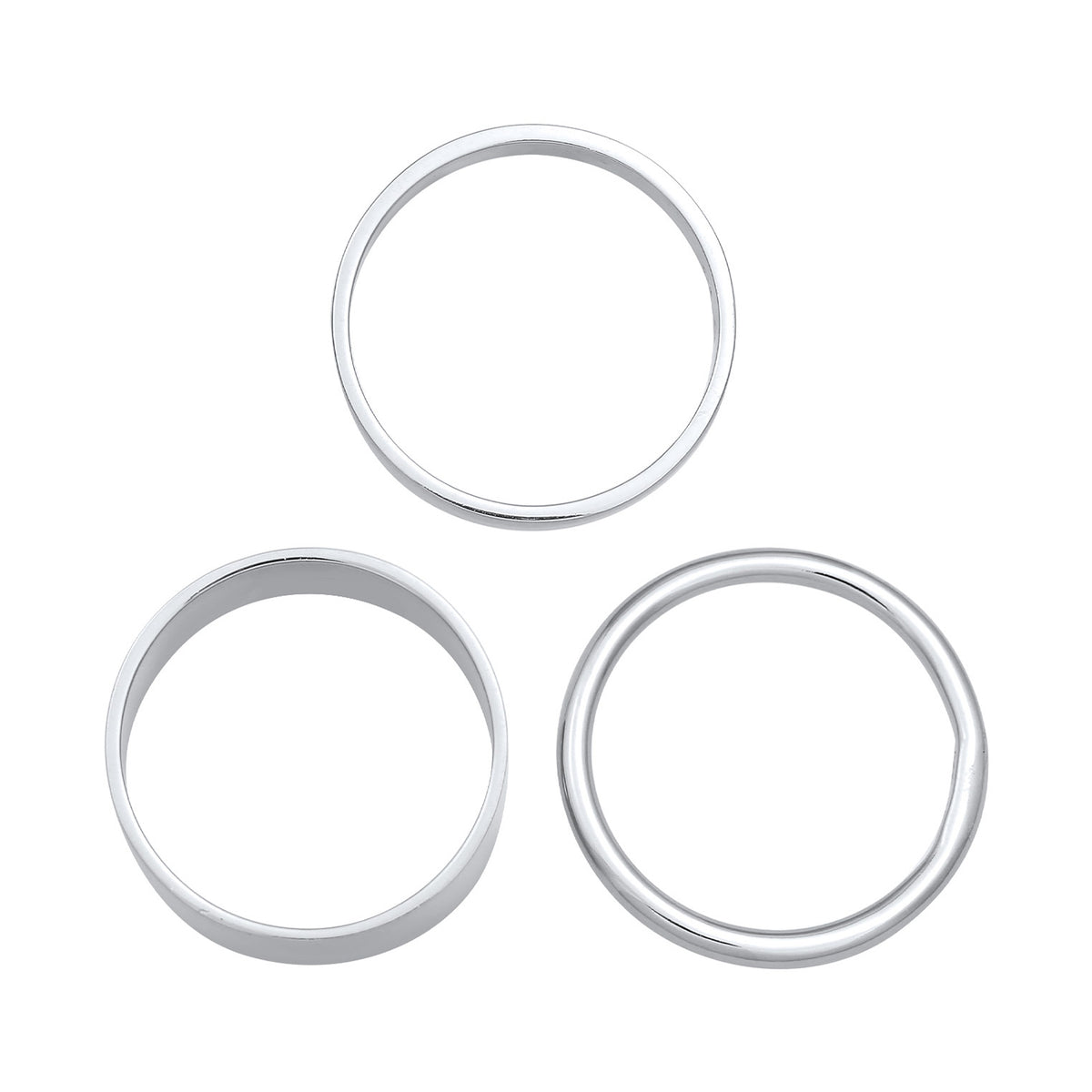 Silber - Elli | Bandring 3er Set Breit & Schmal | 925er Sterling Silber
