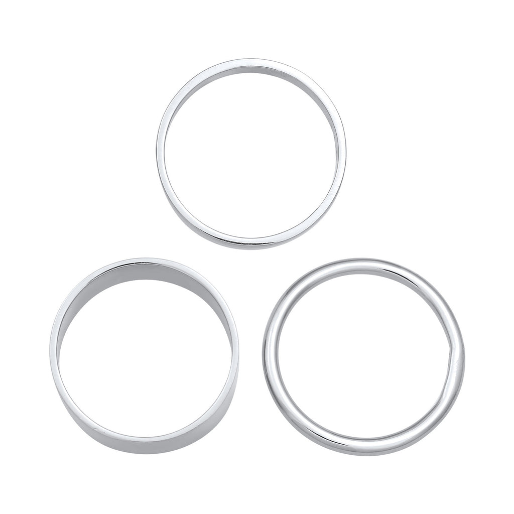 Silber - Elli | Bandring 3er Set Breit & Schmal | 925er Sterling Silber