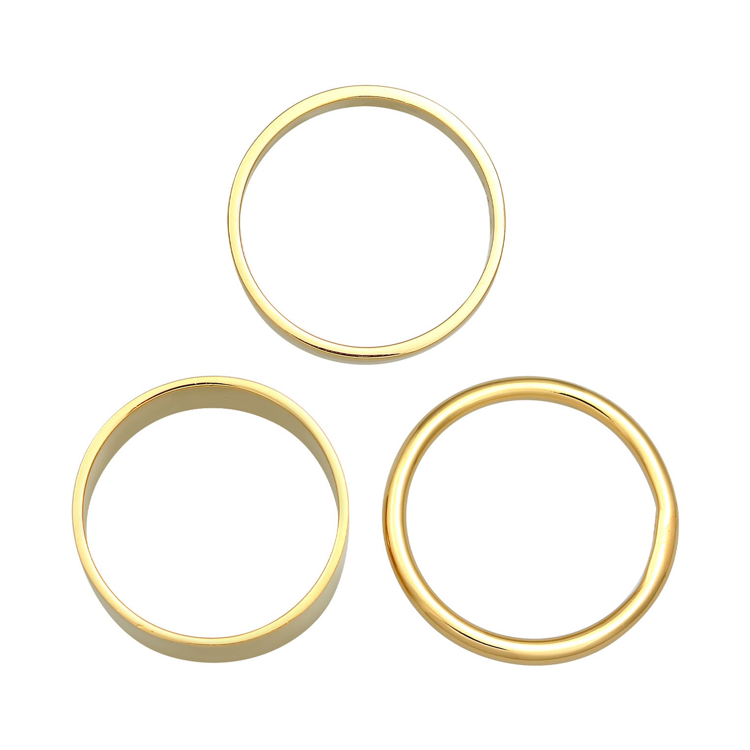 Gold - Elli | Bandring 3er Set Breit & Schmal | 925er Sterling Silber