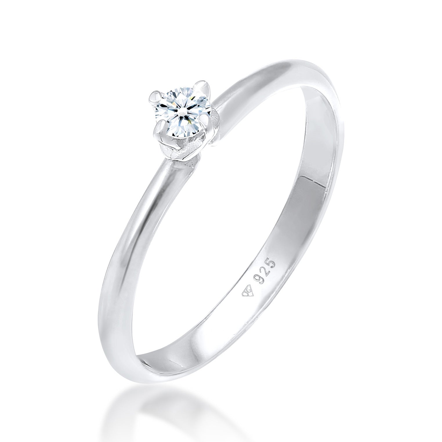 Silber - Elli DIAMONDS | Verlobungsring Solitär Klassisch | Diamant (0.11 ct.) | 925er Sterling Silber