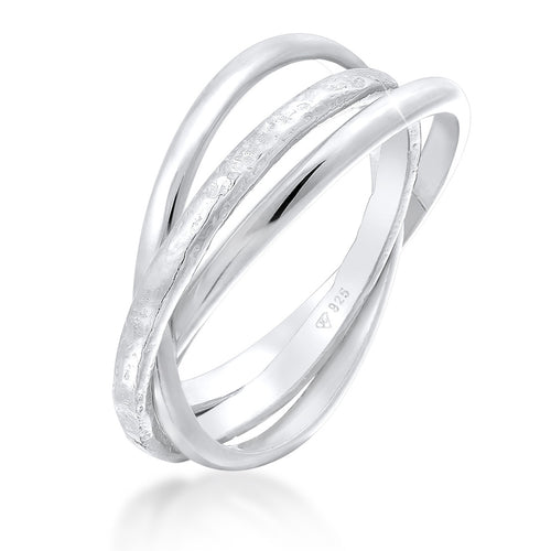 Silber - Elli | Wickelring Strukturiert | 925er Sterling Silber Vergoldet
