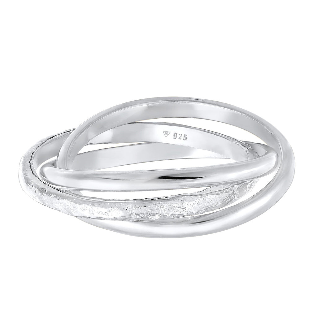 Silber - Elli | Wickelring Strukturiert | 925er Sterling Silber Vergoldet