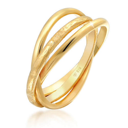 Gold - Elli | Wickelring strukturiert & glänzend | 925er Sterling Silber
