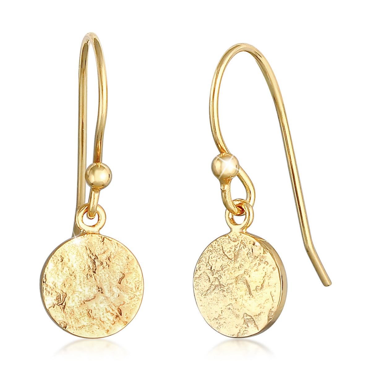 Gold - Elli | Ohrhänger Plättchen gehämmert | 925er Sterling Silber