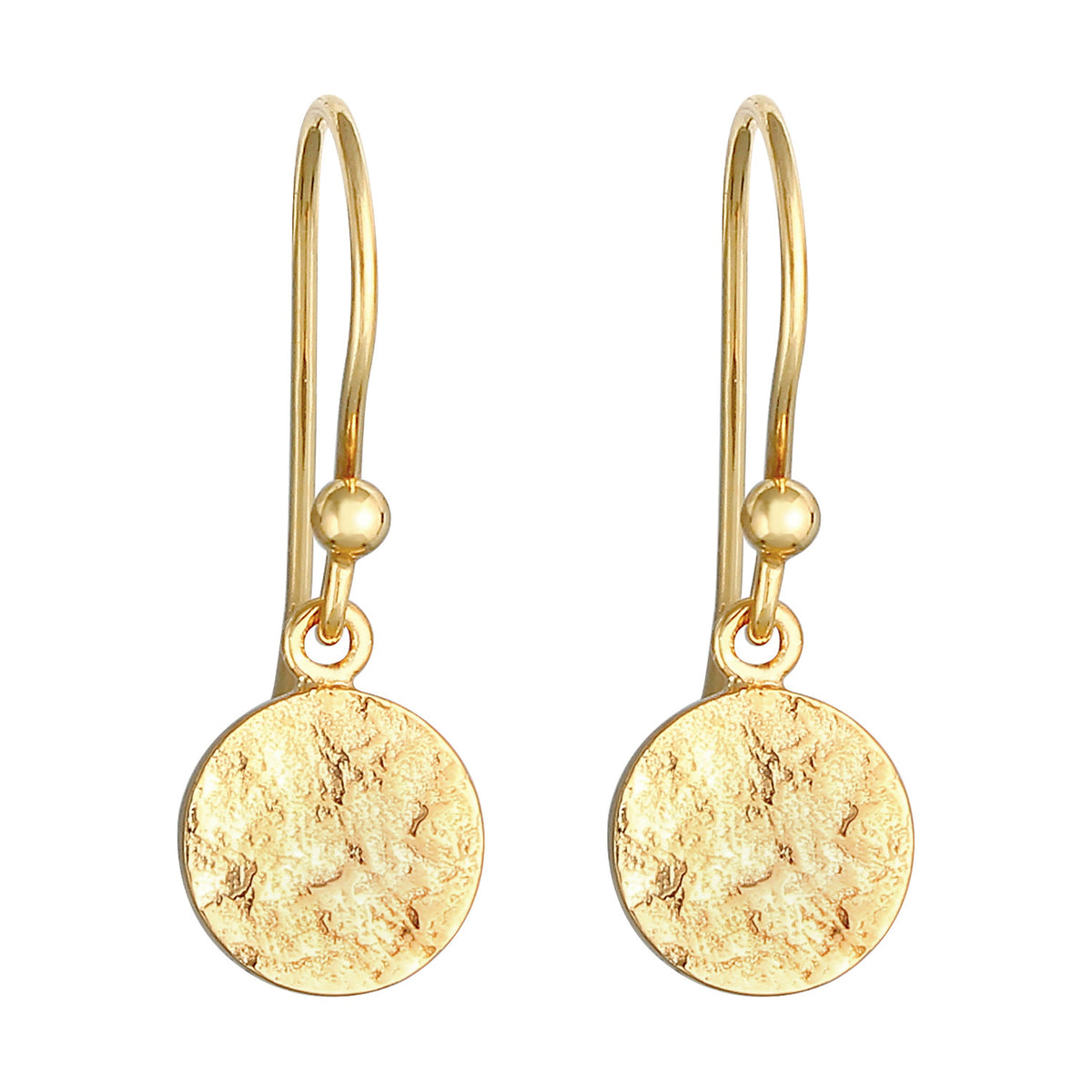 Gold - Elli | Ohrhänger Plättchen gehämmert | 925er Sterling Silber