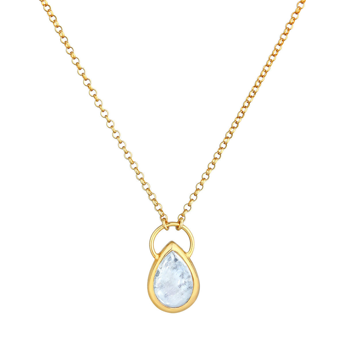 Gold - Elli PREMIUM | Halskette Tropfen | Mondstein (weiß) | 925er Sterling Silber