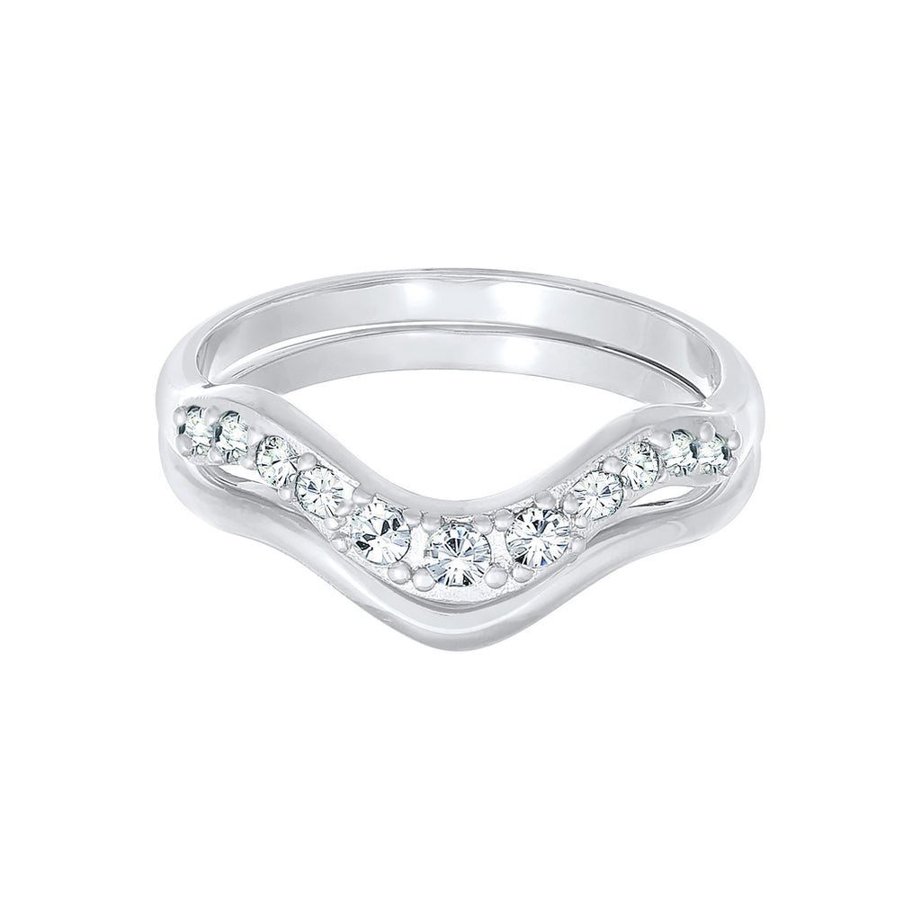 Silber - Elli | Ringset Welle | Mit Kristallen von Swarovski®n (Weiß)| 925er Sterling Silber