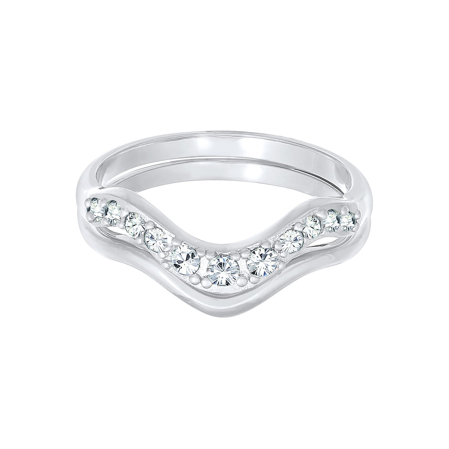 Silber - Elli | Ringset Welle | Mit Kristallen von Swarovski®n (Weiß)| 925er Sterling Silber