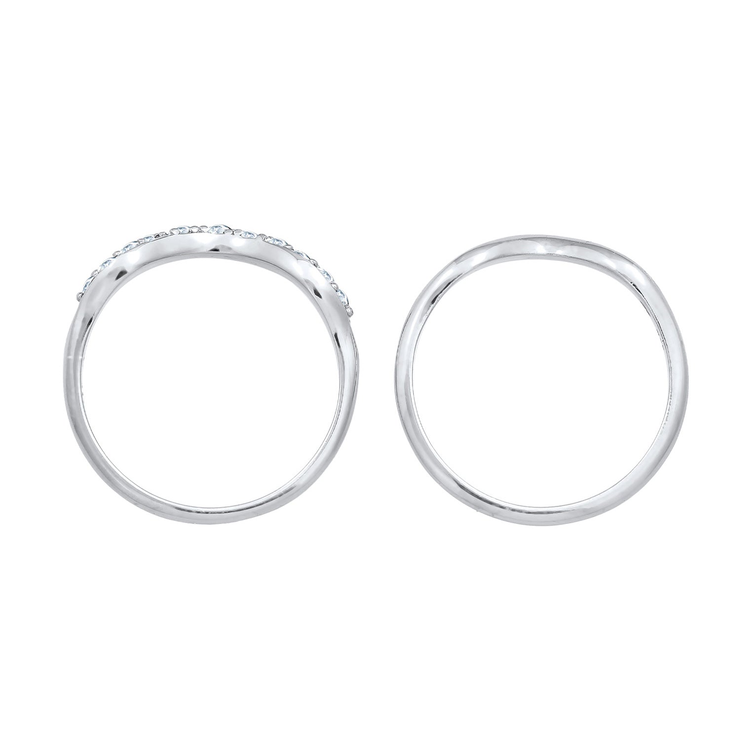 Silber - Elli | Ringset Welle | Mit Kristallen von Swarovski®n (Weiß)| 925er Sterling Silber