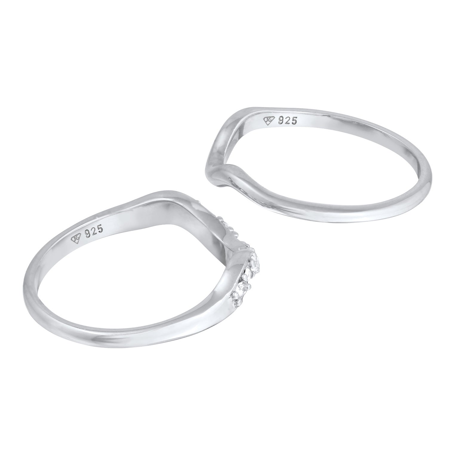 Silber - Elli | Ringset Welle | Mit Kristallen von Swarovski®n (Weiß)| 925er Sterling Silber