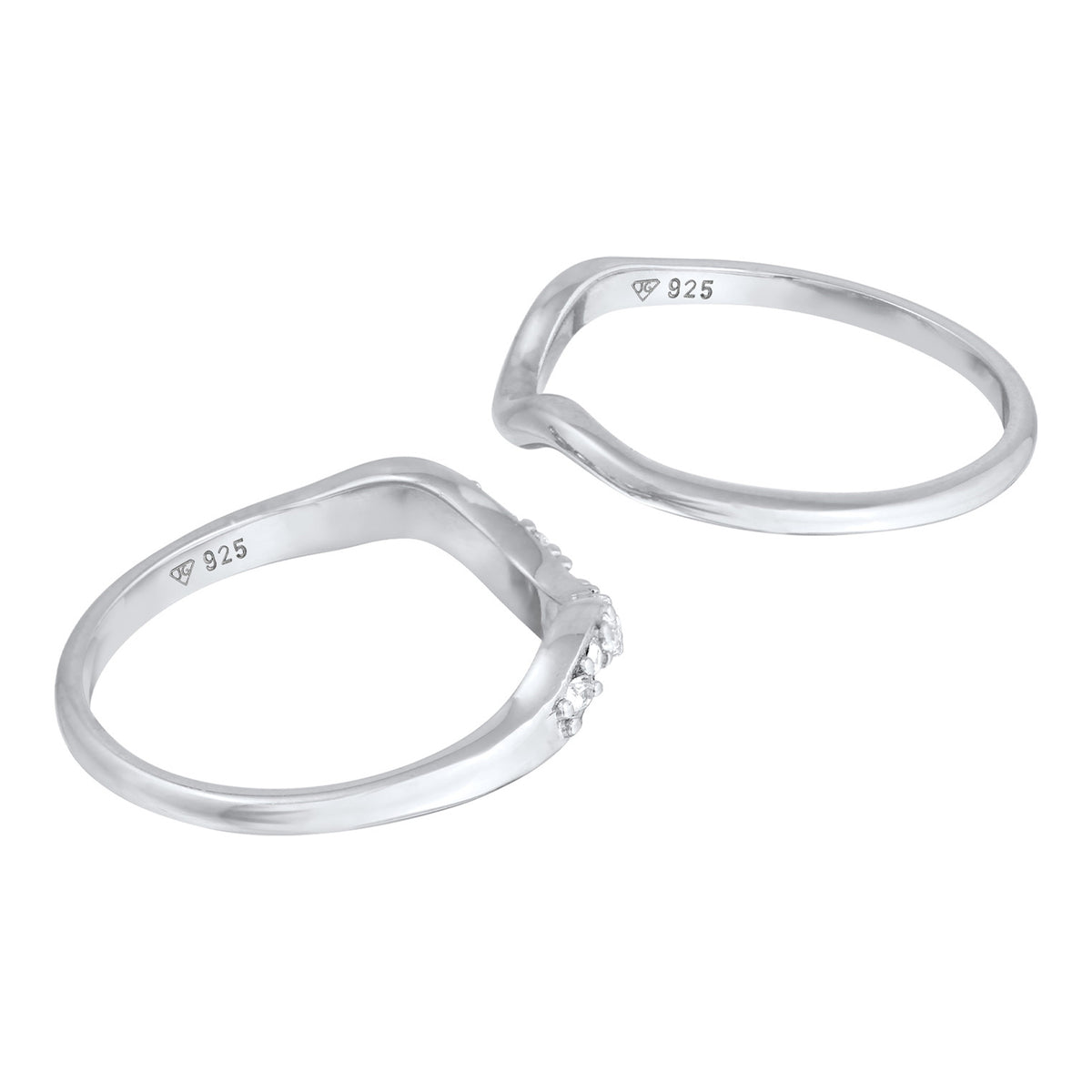 Silber - Elli | Ringset Welle | Mit Kristallen von Swarovski®n (Weiß)| 925er Sterling Silber