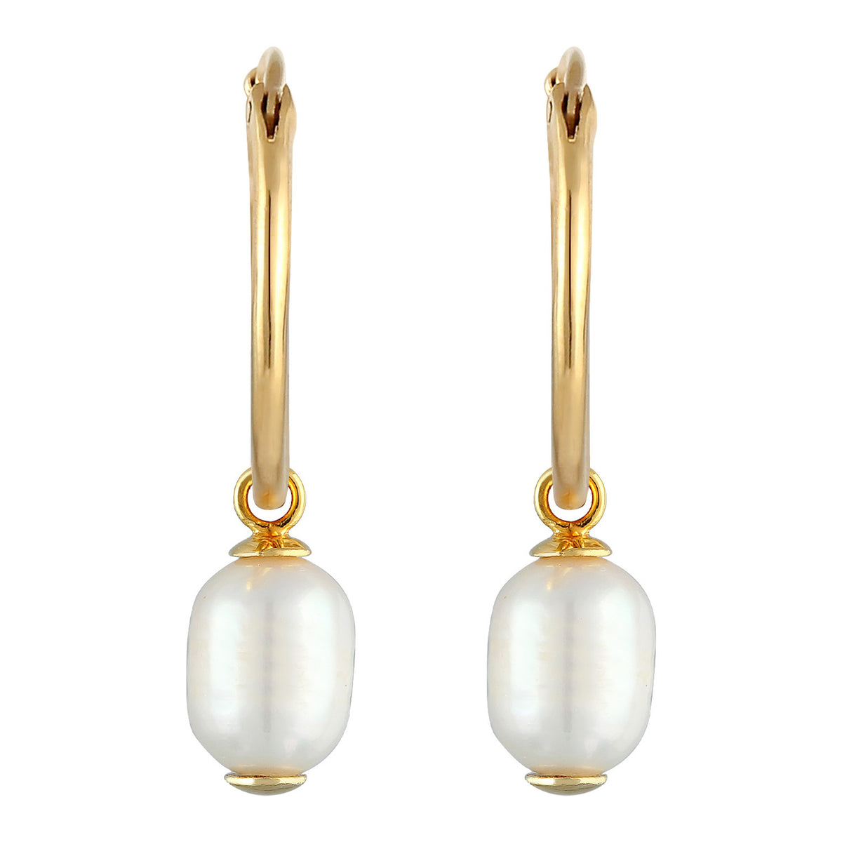 Gold - Elli PREMIUM | Creolen Barock | Süßwasserperle | 925er Sterling Silber