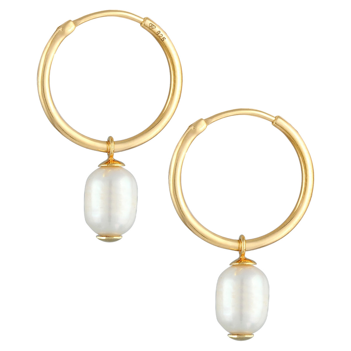 Gold - Elli PREMIUM | Creolen Barock | Süßwasserperle | 925er Sterling Silber
