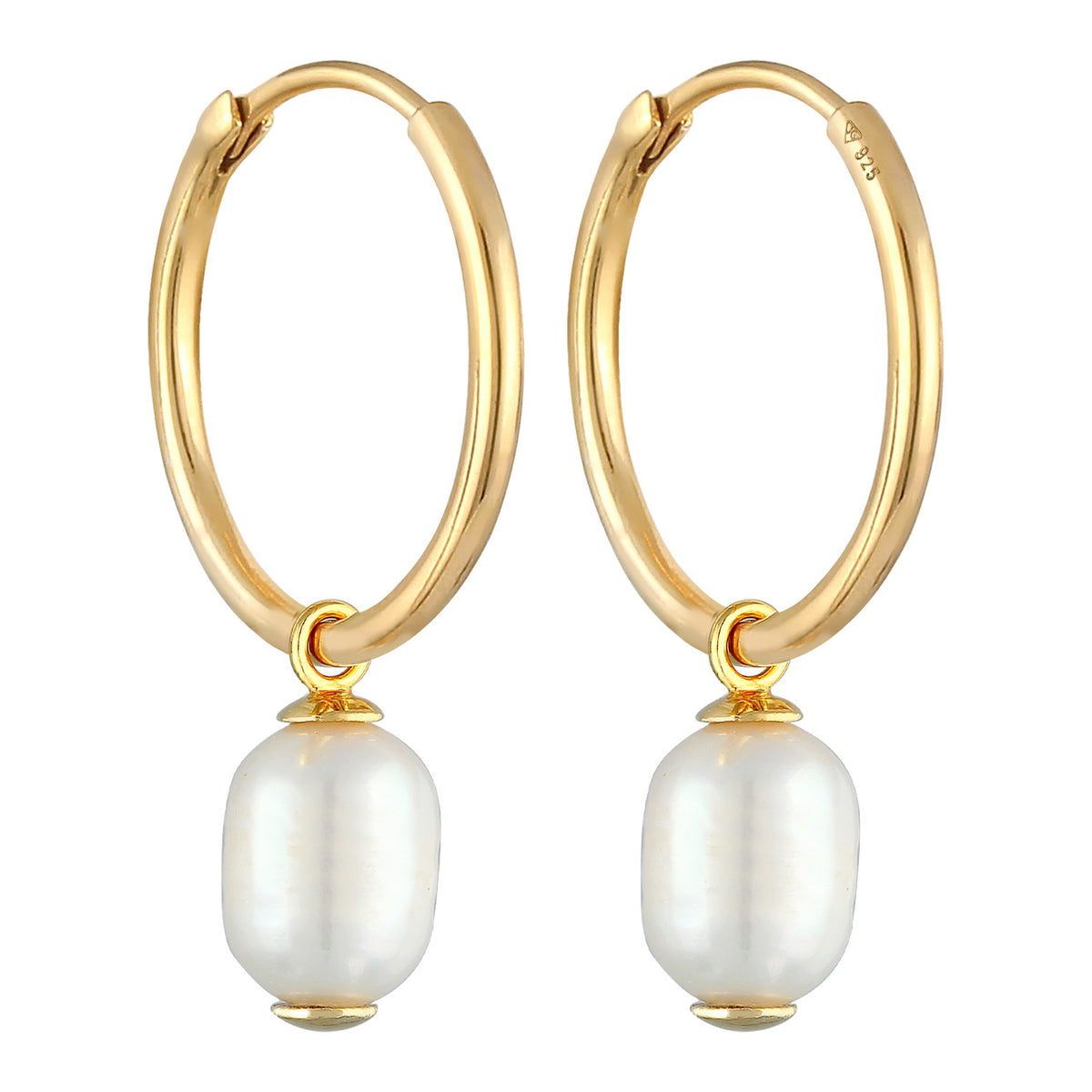 Gold - Elli PREMIUM | Creolen Barock | Süßwasserperle | 925er Sterling Silber