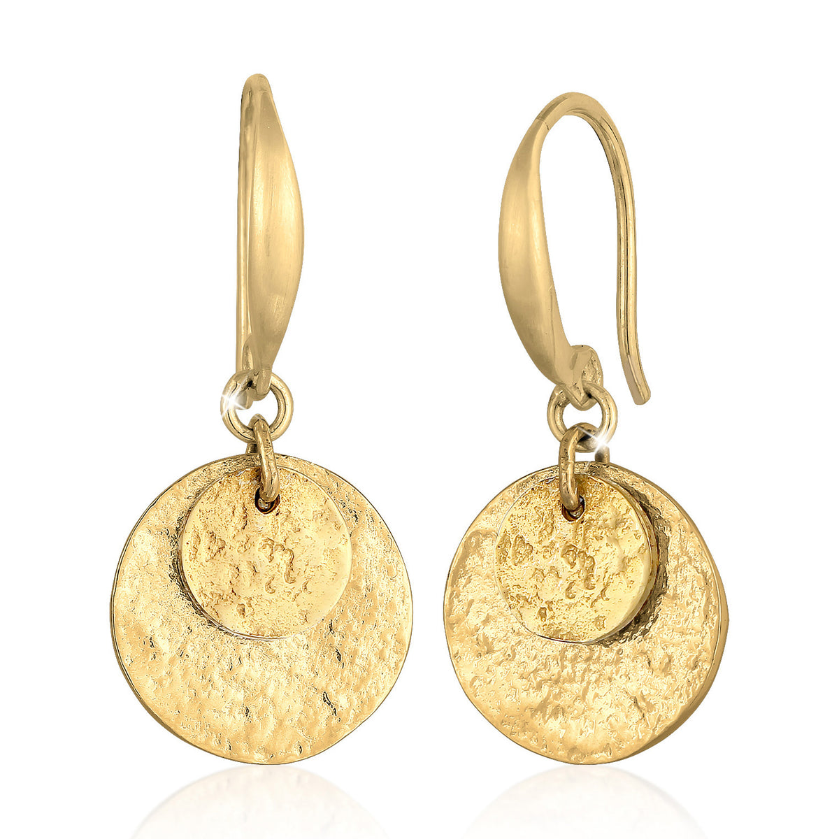 Gold - Elli | Ohrhänger Plättchen Matt | 925er Sterling Silber vergoldet