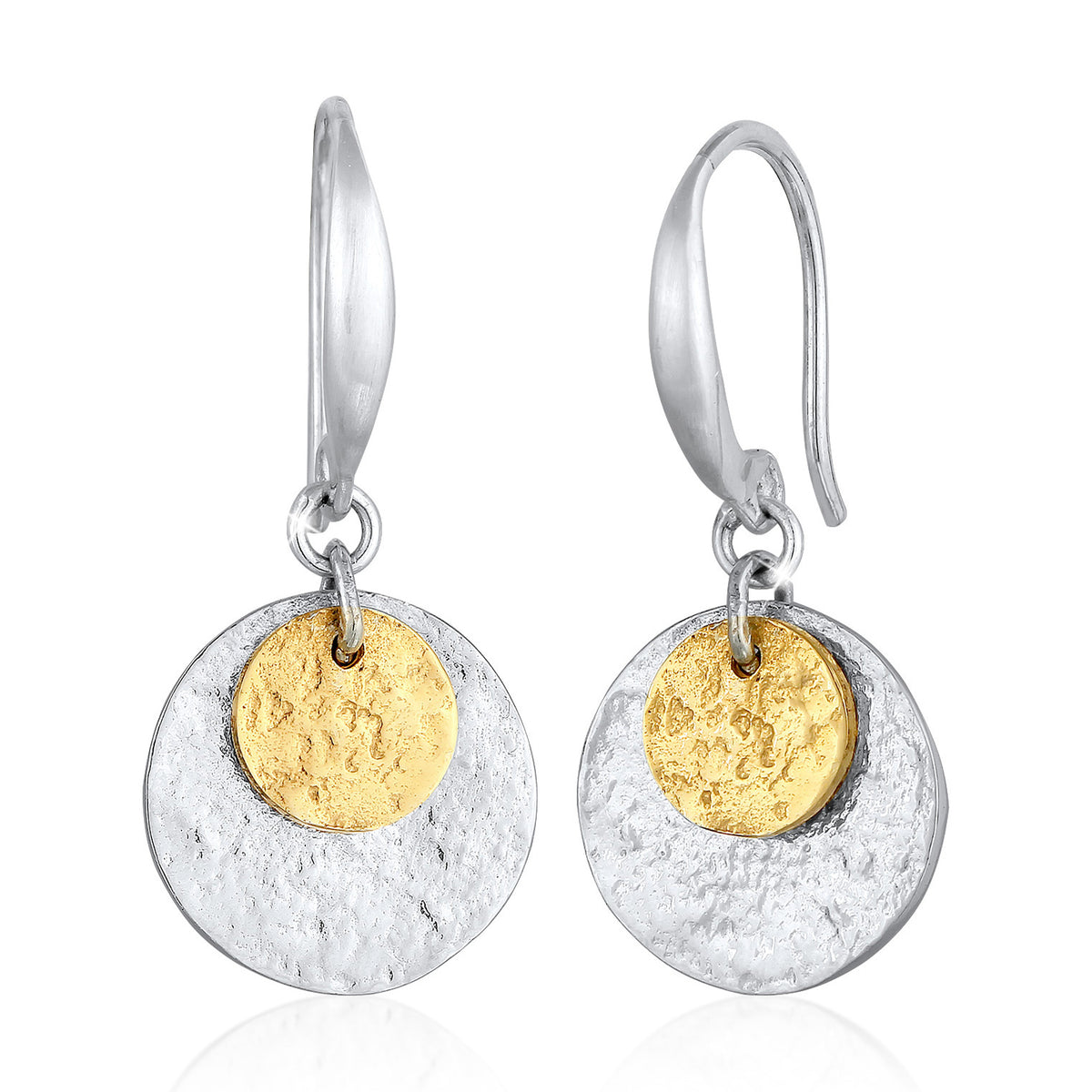 Zweifarbig - Elli | Ohrhänger Plättchen Matt | 925er Sterling Silber