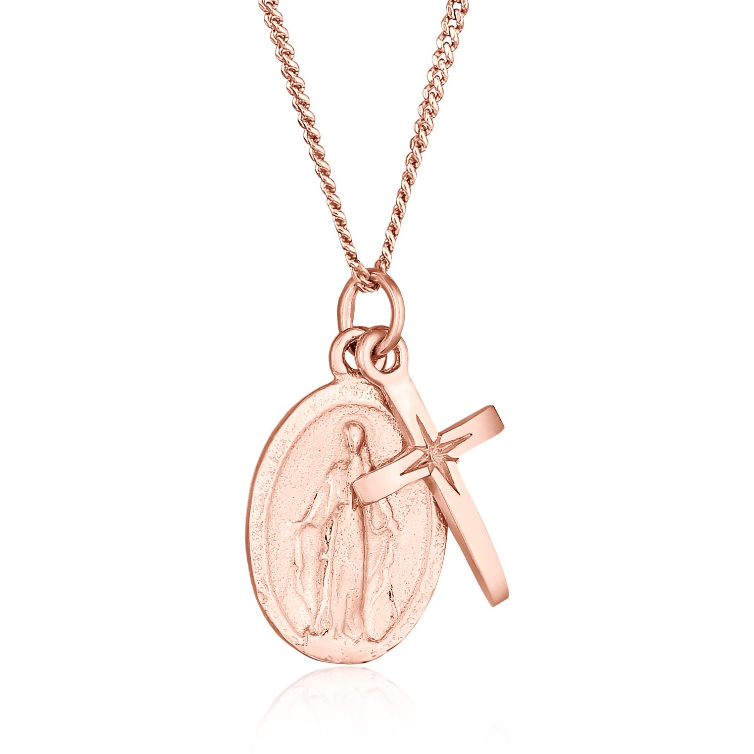 Roségold - Elli | Halskette Kreuz | 925 Sterling Silber Rosévergoldet