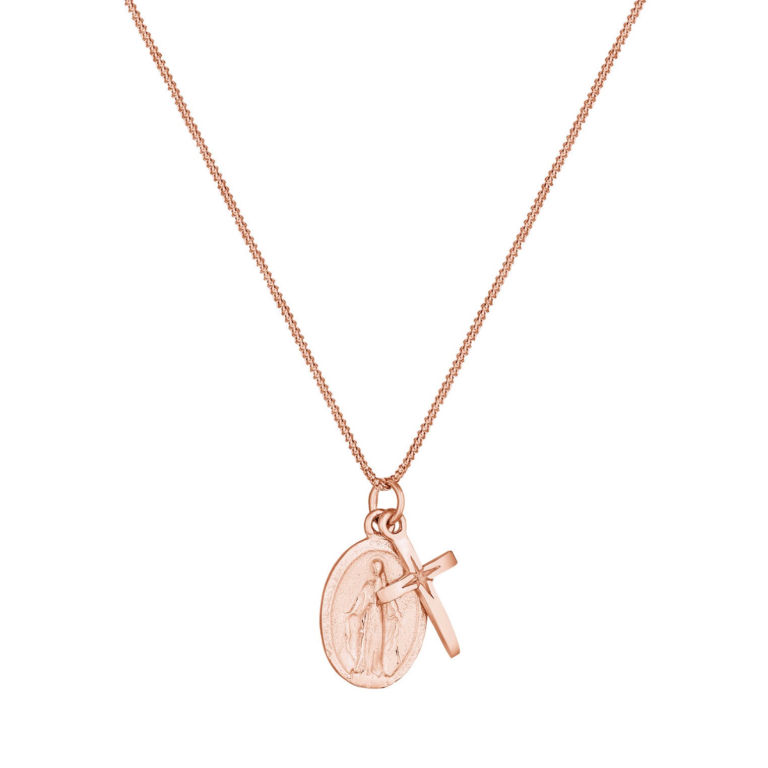 Roségold - Elli | Halskette Kreuz | 925 Sterling Silber Rosévergoldet