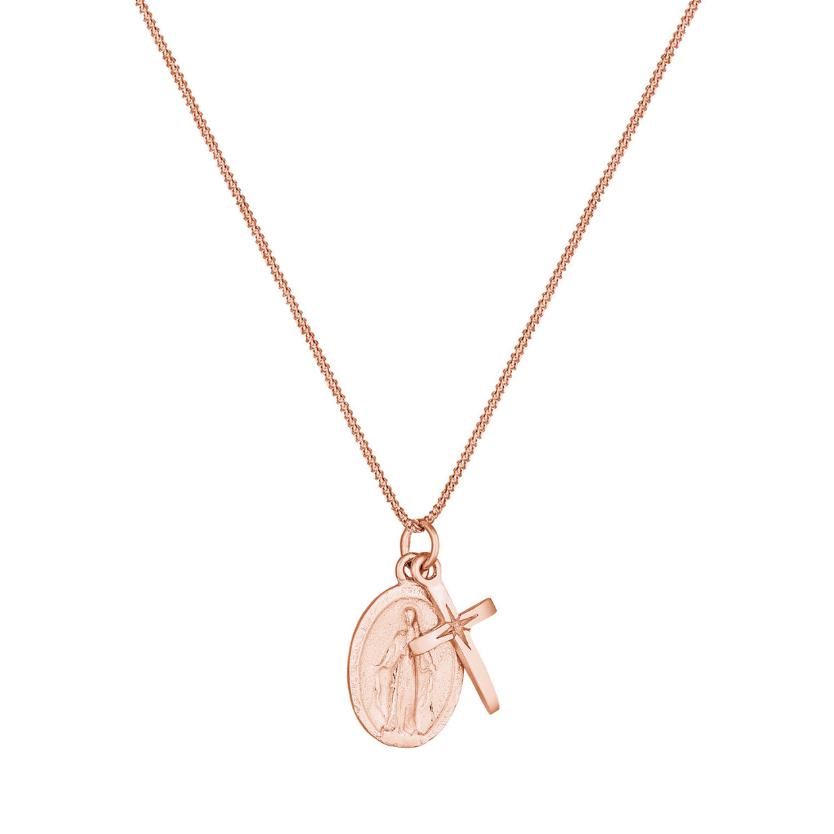 Roségold - Elli | Halskette Kreuz | 925 Sterling Silber Rosévergoldet