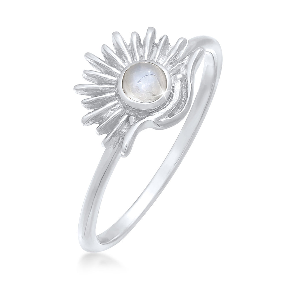 Silber - Elli | Ring Sonne | Mondstein (Weiß) | 925er Sterling Silber