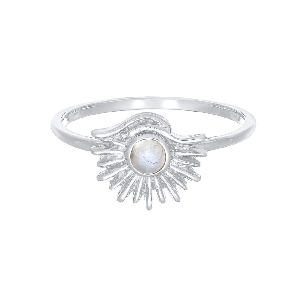 Silber - Elli | Ring Sonne | Mondstein (Weiß) | 925er Sterling Silber