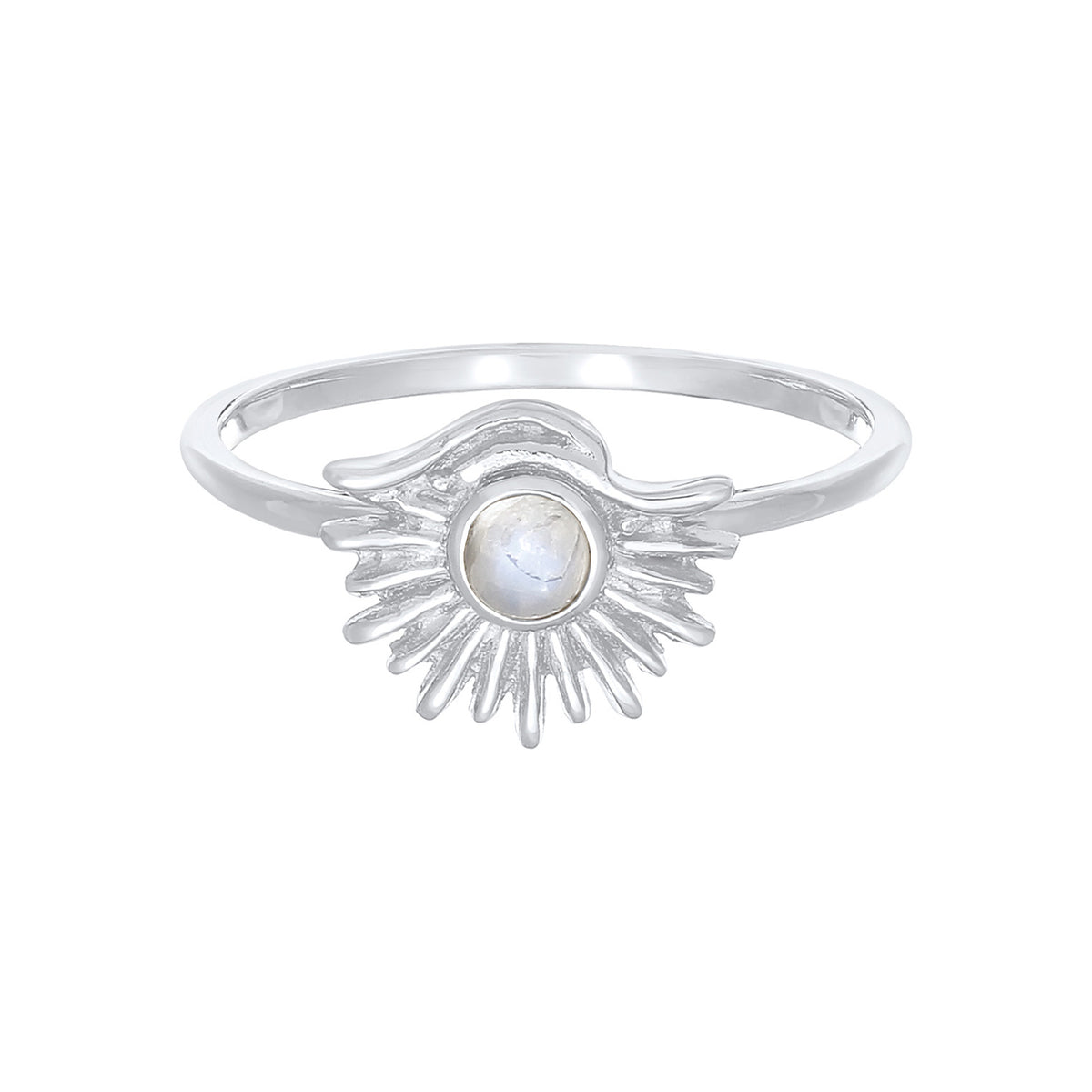 Silber - Elli | Ring Sonne | Mondstein (Weiß) | 925er Sterling Silber
