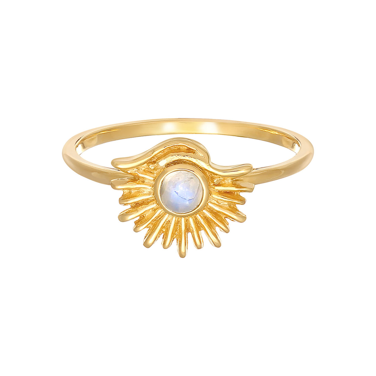 Gold - Elli | Ring Sonne | Mondstein (Weiß) | 925er Sterling Silber