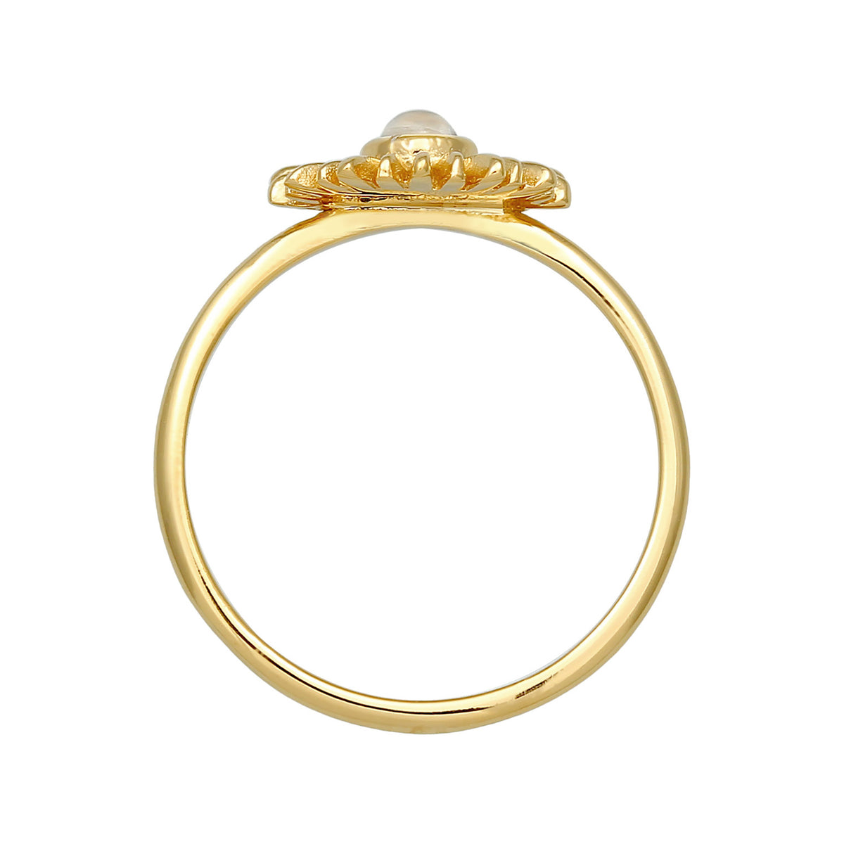 Gold - Elli | Ring Sonne | Mondstein (Weiß) | 925er Sterling Silber